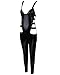 YiZYiF Sexy Women's Black Leather Look Catsuit Bodysuit with Zipper Crotch