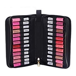 ROWNYEON Lipstick Organiser Case Portable Lipsticks Holder Bag Travel Makeup Bag Cosmetic Case Large Capacity Lipstick Carrying Case Box Makeup Artist Lip Gloss Storage Bag,22 Slots