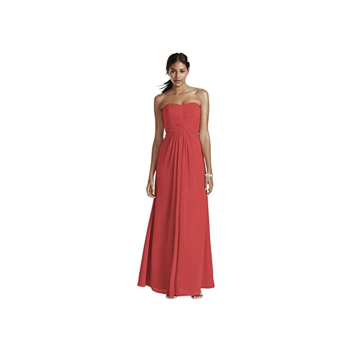 Long Strapless Chiffon Bridesmaid Dress 