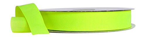 Ribbon Bazaar Neon Grosgrain 7/8 inch Yellow 50 yards 100% Polyester Ribbon