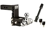 B&W Hitches TS10048B Tow & Stow Model 8 5-5.5" Adjustable Triple Ball Mount Hitch and 5/8" Black Receiver Hitch Lock