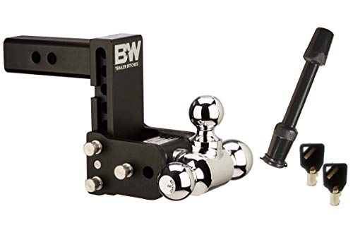 B&W Hitches TS10048B Tow & Stow Model 8 5-5.5" Adjustable Triple Ball Mount Hitch and 5/8" Black Receiver Hitch Lock