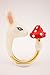 Snow Rabbit Ring by MONVATOO London, a free-size (adjustable band) hand-painted enamel white rabbit bunny ring jewelry with dotted red mushroom