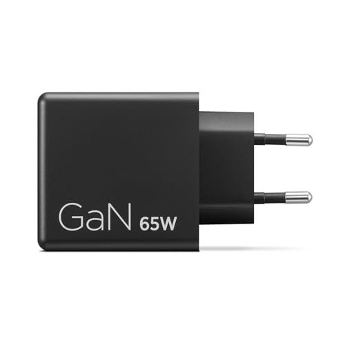 Adaptateur Dual USB-C GAN Nano 65W (Charge Rapide PC et Appareils Mobiles, USB-C, Voltages de Sortie Réglables, Compact) Câble 1,5 m - Couleur Noir