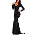 Women's Mermaid V-Neck Long Sleeve Halloween Party Maxi Dress With Belt, Black, XL