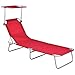 Heize best price Red Foldable Outdoor Relax Chaise Lounge Beach Chair Bed Camping Recliner w/Canopy Cot Outdoor Portable Military Bed Hiking(U.S. Stock)thumb 3