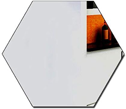 24PCS DIY Hexagon Acrylic Mirror Sticker, Mirrored Sticker Decal,Adhesive Acrylic Mirror Tiles for Scrapbooking,Crafts Making and Home Decoration (Silver, 4")