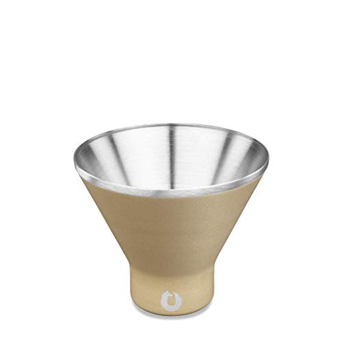 SNOWFOX Insulated Stainless Steel Stemless Martini Glass, Set of 2, Gold / White - Thumbnail 2