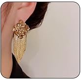 Bohemian Sparkling Chandelier Crystal Long Tassels Earrings Statement Diamond Fringe Linear Drop Dangle Chain Earrings Party Wedding Prom Jewelry for Women