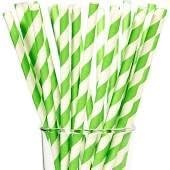 Lime Green Stripped Straw 12 ct