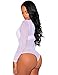 SEBOWEL Women Clubwear Long Sleeves Stretch Mesh See Through Jumpsuit Bodysuit Top Leotard White S
