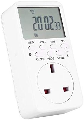 Mini Digital LCD 3000W 13A Timer Switch Socket Outlet Plug-in Time Countdown Energy Saving Programmable Electronic Controller Unique's(color:white)(size:UK)