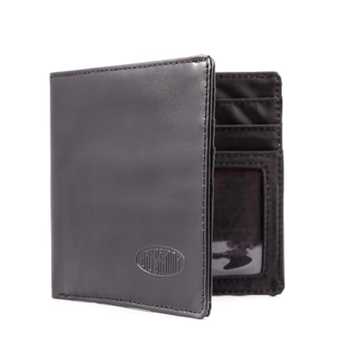 Big Skinny Men's World Leather Bi-Fold Slim Wallet, Holds Up to 35 Cards, Black