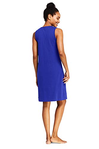 Lands' End Women's Cotton Jersey Embellished Sleeveless Swim Cover-up Dress Medium Galaxy Blue/White - Thumbnail 2