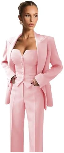 Women's Peak Lapel Hot Pink Business Suits 2 Pieces One Botton Wedding  Groom Tuxedos M at Amazon Women's Clothing store