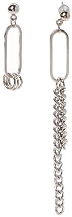 Fysless Earrings, Titanium Steel Bts Asymmetric Tassel Chain Safety Pin Dangle Drop Earring Kpop Korean Jewelry