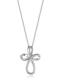 Sterling Silver Open Loop Cross Pendant Necklace 18"