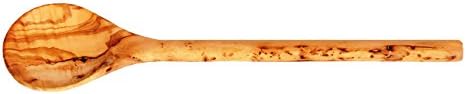 Handcrafted olive wood spoon round hand- Cooking Utensils - 11.8 inches - Made in Tunisia - Imported by Oliviya