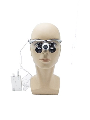 Dental Surgical Binocular Loupes 2.5X420mm Optical Glass + 3W LED HeadLight Silver by Purple-Violet