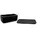 MyGift 10 inch Rectangular Modern Minimalist Glazed Black Ceramic Succulent Planter Pot/Window Box Container with Saucer and Drainage Holes