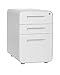 Laura Davidson Furniture Stockpile 3 Drawer File Cabinet with Lock - Under Office Desk Metal Filing Cabinet, Legal/Letter File Folders, Wheels and Stationary Feet, Pre-Assembled, White