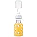 Lifefactory 4-Ounce BPA-Free Glass Baby Bottle with Protective Silicone Sleeve and Stage 1 Nipple, Yellow