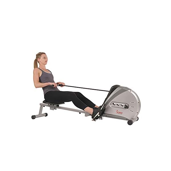 Sunny Health & Fitness Rowing Machine Rower Ergometer with Digital Monitor, Inclined Slide Rail, 220 LB Max Weight and Foldable - SF-RW5606