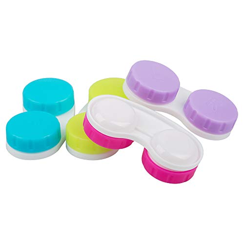 12 Pack Colorful Contact Lens Case Holder,YuCool Cute Contact Lens Container Soak Storage Set with 4 Pack Portable Stick Tool Case Kit(Inserter+Tweezer with Soft Tip)-Green,Pink,Blue and Purple