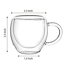 2-Pack 2.5 Oz Espresso Cups With Handle,Clear