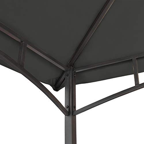Keymaya 8x5 Grill Gazebo Shelter for Patio and Outdoor Backyard BBQ's, Double Tier Soft Top Canopy and Steel Frame with Bar Counters, Bonus LED Light (Gray) - Thumbnail 3