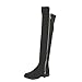 BAMBOO Monterey-05 Women's Stretch Back Side Zipper Low Heel Over The Knee Boots,Black Suede,8.5