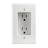 Leviton 689-W Amp, Residential Grade, with Screws Mounted to Housing, White 1-Gang Recessed Duplex Receptacle, 125 V, 15 A, 2 Pole, 3 Wire, 1-Pack