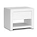 Baxton Studio Massey Upholstered Modern Nightstand, 13.75 in x 19.5 in x 16 in, White