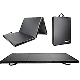 RitFit Upgraded Tri-fold Folding Exercise Mat, 2 Inch Thick Gymnastics Mat 6â€™x3â€™ with Carrying Handles for Yoga, MMA, Stretching, Core Workouts and Home Gym Protective Flooring