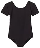 Danskin Little Girls' Short-Sleeve Leotard, Black, Toddler (2T-4T)