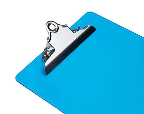 Plastic Clipboards (Set of 6) Multi Pack Assorted Colored Clipboard | Strong 12.5 x 9 Inch | Holds 100 Sheets! Acrylic Clipboards Big Clip Board Clips