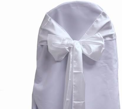 White Satin Wedding Chair Sash Bows (Set of 10)