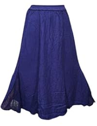 Women's Long Skirt Embroidered Rayon Medieval Hippie Maxi Skirts M