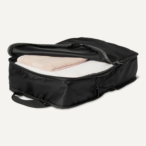 Packwürfel Kompression, Ultraleichte Organizer mit Reißverschluss, Recyceltes rPET, 4er-Pack, Schwarz, für Reisen