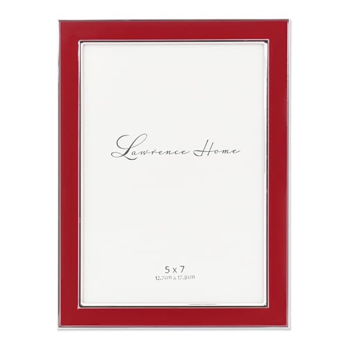 Lawrence Frames Silver Plated Metal with Red Enamel Picture Frame, Red, 5x7