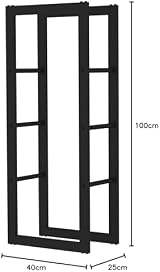 AMOS Metal Firewood Log Rack Stand 100x25x40CM Black Indoor Outdoor view 7