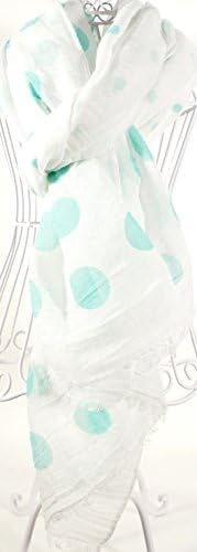 Polka Dot Soft Oblong Scarf Mint on White