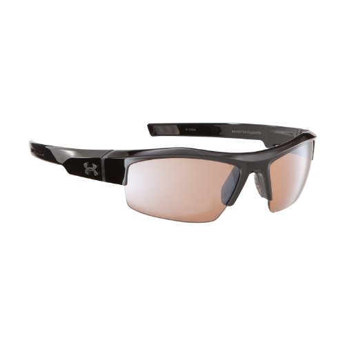 Under Armour Igniter Polarized Multiflection Rectangular Sunglasses,Shiny Black Frame/Brown Lens
