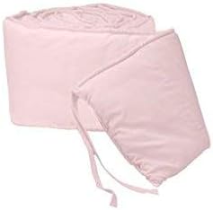 Baby Breathable Crib Bumper Pads for Standard Cribs Machine Washable Padded Crib Liner 100% Cotton 4 Piece, Pink