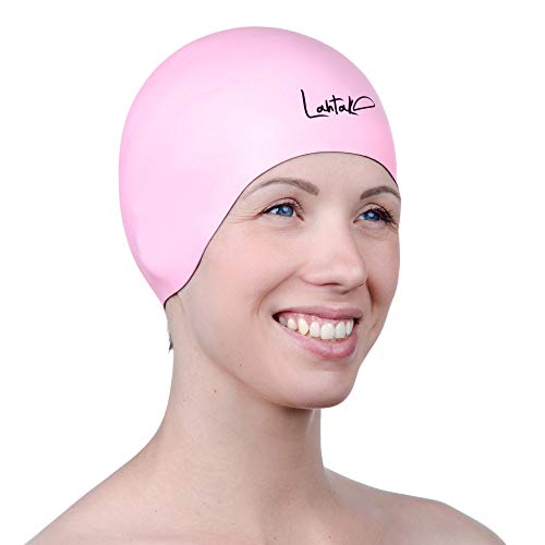 Swim Cap Reversible 3D - Swimming Cap Women Men - Silicone Swim Cap Waterproof- Best for Short and Medium Long Hair - Adult Swim Cap - Youth Swim Cap - Swim Hats (Windsor Wine & Rose Quartz)