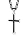 FIBO STEEL Stainless Steel Carbon Fiber Cross Pendant Necklace for Men Byzantine Chain Necklace 5MM,24 Inches