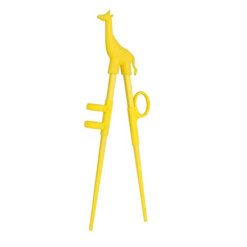 Training Chopsticks, Cute Animal Shape Easy to Use Learning Chopsticks for Kids With attachable for Right or Left Handed Child Adults Beginners (yellow)