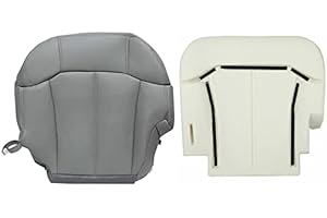 NLQR Driver Side Bottom Seat Cover Pewter Gray & Foam Cushion Replacement Compatible with Chevy Silverado GMC Sierra 1500 2500 3500HD 1999 2000 2001 2002