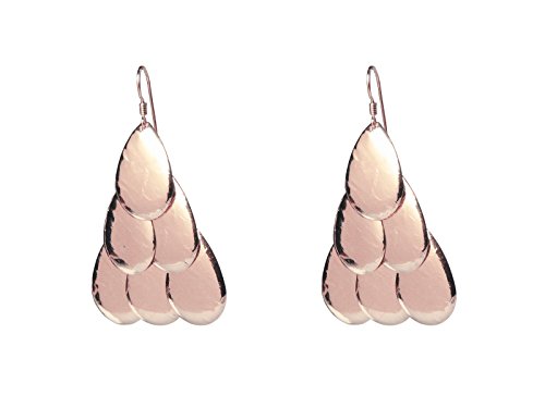 Rose Gold Hammered Waterfall Hook Earrings in Sterling Silver