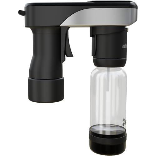 DrinkMate Portable Soda Maker, Black, 0.5L, w/two 3oz Cylinders